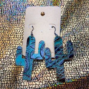 Leather cactus shaped earrings